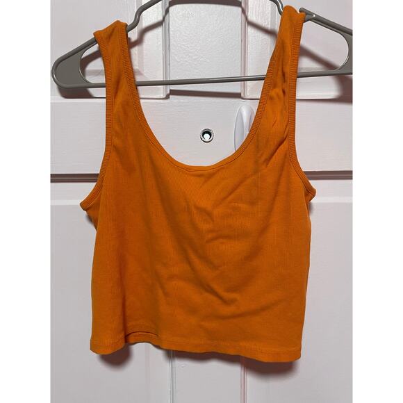 GUESS Women's Sleeveless Classic Ribbed Crop Top Orange Size XL - Picture 7 of 8